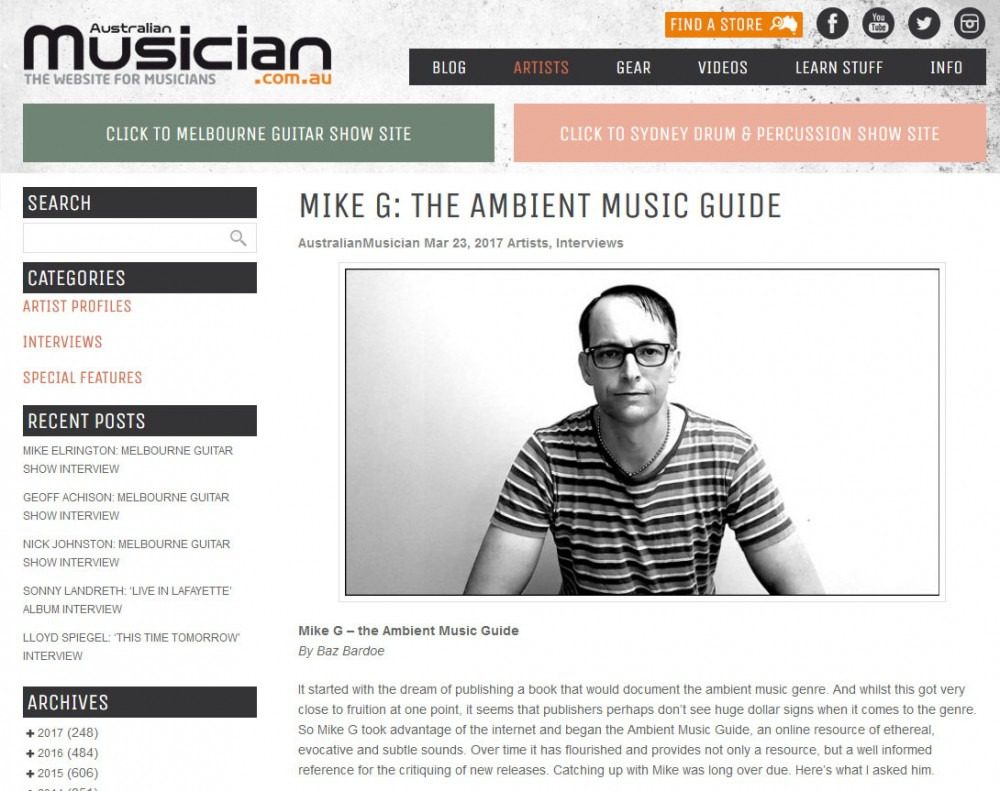 Mike G interviewed by Australian Musician Magazine